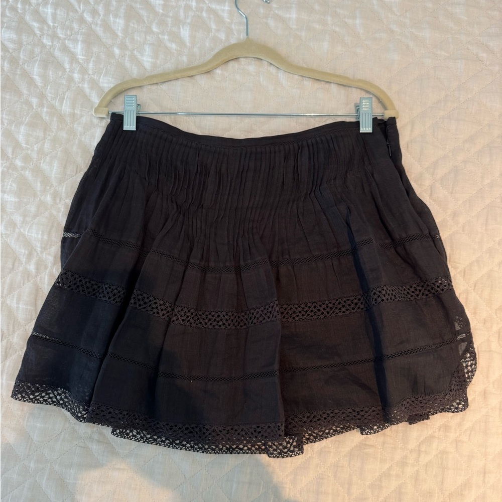 Isabel Marant Black A-Line Lace Trim Skirt